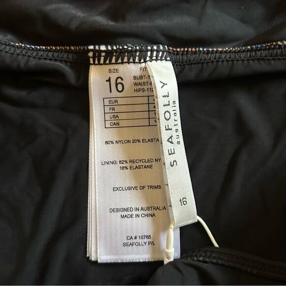 Seafolly Australia Twist Band Hipster Swim Bikini Bottom Silk Road Black NWT 12 - Picture 5 of 7